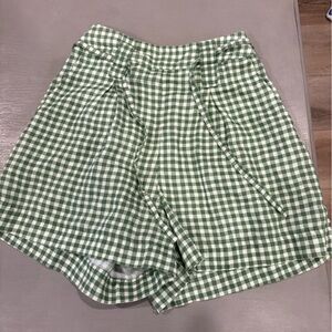 Green Checkered Women's Shorts